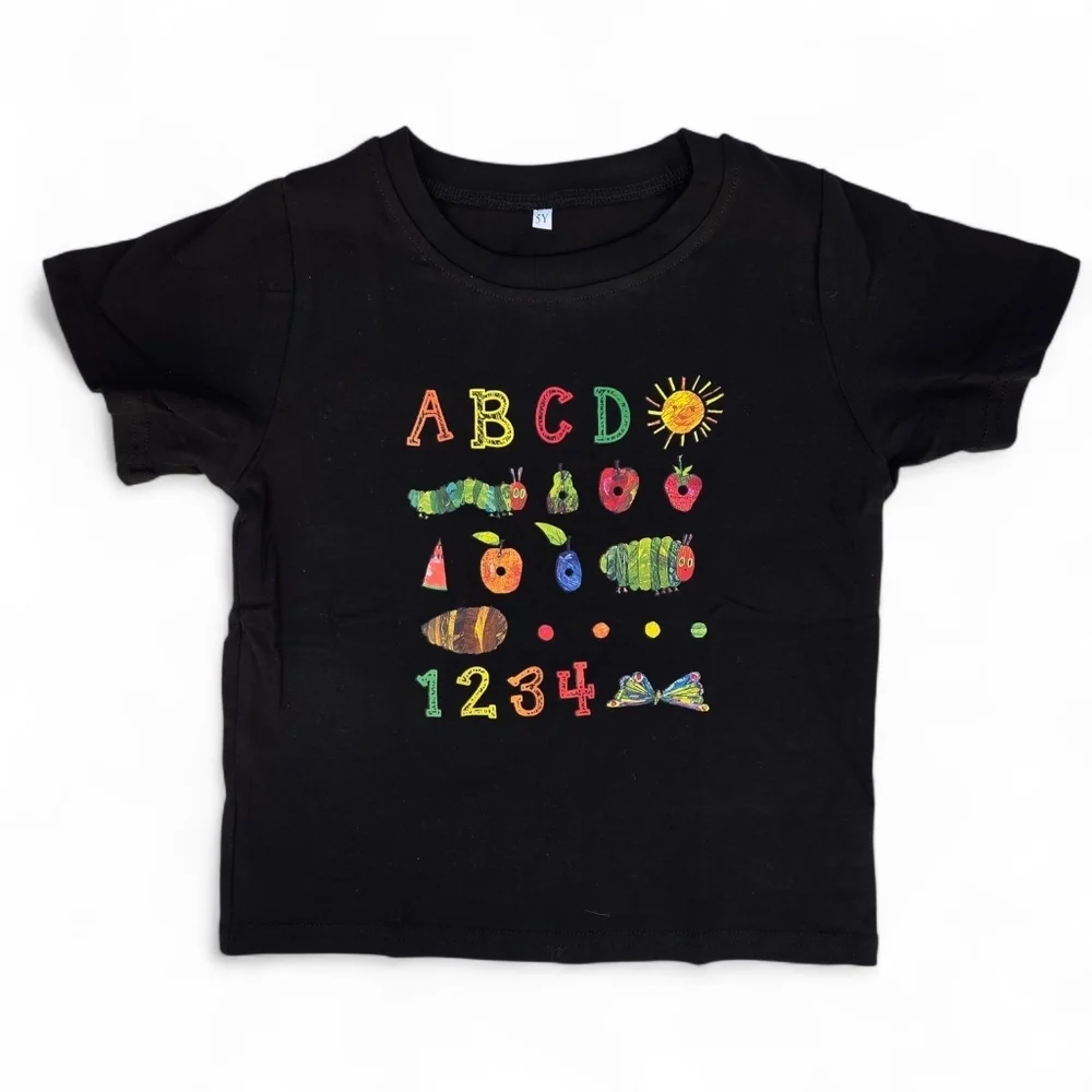 Colorful ABCD Graphic Black T-Shirt - Picture 1 of 1